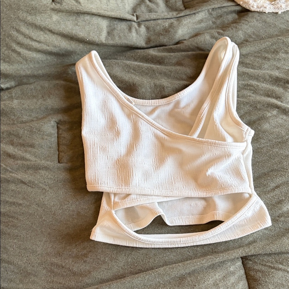 Roxy White Asymmetrical Crop Top
